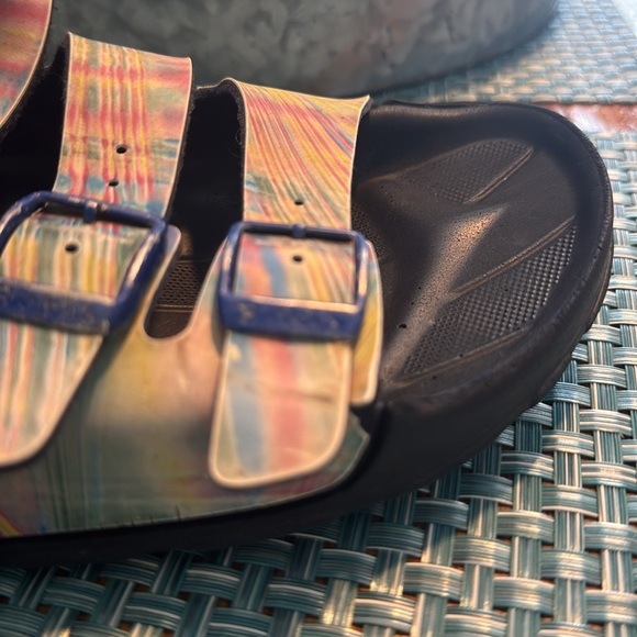 Birkenstock Birki’s Multicolor Waterproof Rainbow 3Strap Florida Slide Sandals - Picture 5 of 8